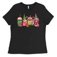 Black pink christmas gnomes coffee cups Ladies Tee - Jasminsmagicworld