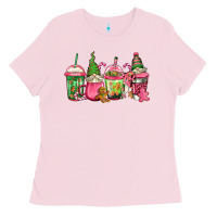 Bubblegum Pink pink christmas gnomes coffee cups Ladies Tee - Jasminsmagicworld