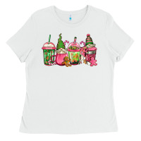 White pink christmas gnomes coffee cups Ladies Tee - Jasminsmagicworld