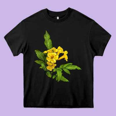 Yellow Elder Flower Heavy Core Tee Designed By Lillyallendesigns