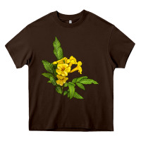 Chocolate Brown yellow elder flower Heavy Core Tee - LillyAllenDesigns