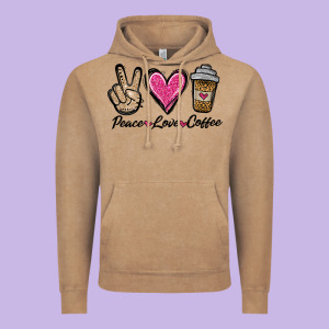 Peace Love Coffee Vintage Hoodie Designed By Jasminsmagicworld