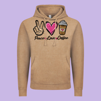 Peace Love Coffee Vintage Hoodie Designed By Jasminsmagicworld