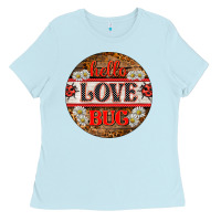Baby Blue hello love bug ladybug ornament Ladies Tee - BarkalooDesign