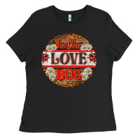 Black hello love bug ladybug ornament Ladies Tee - BarkalooDesign