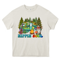 Cream hippie soul camping Heavy Core Tee - BarkalooDesign