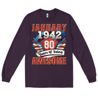 Plum january 1942 80 years of being awesome Long Sleeve Tee - Jasminsmagicworld