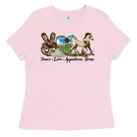 Bubblegum Pink peace love appaloosa horse Ladies Tee - LillyAllenDesigns