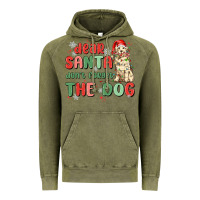 Vintage Olive dear santa dont forget the dog Vintage Hoodie - MaliasSmallBusiness