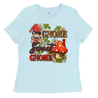 Baby Blue gnome sweet gnome Ladies Tee - BarkalooDesign