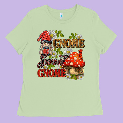 Gnome Sweet Gnome Ladies Tee Designed By Barkaloodesign
