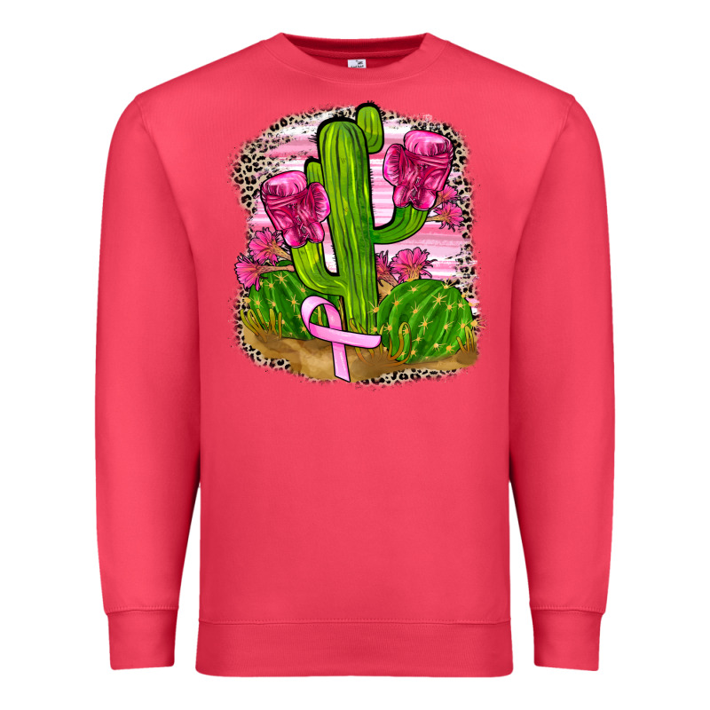 Breast Cancer Cactus Premium Sweatshirt by FaDigitalArtStudio | Teevron