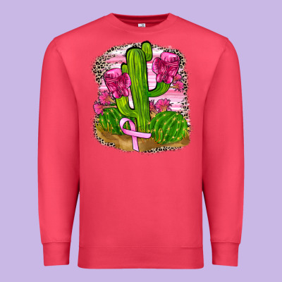 Breast Cancer Cactus Premium Sweatshirt Designed By Fadigitalartstudio