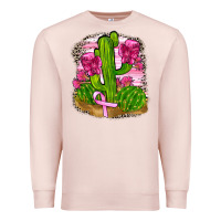 Pale Pink breast cancer cactus Premium Sweatshirt - FaDigitalArtStudio