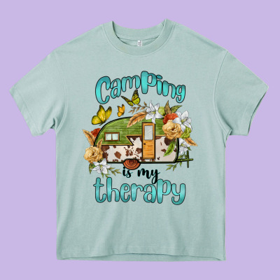 Camping Is My Therapy Heavy Core Tee Designed By Barkaloodesign