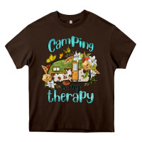 Chocolate Brown camping is my therapy Heavy Core Tee - BarkalooDesign