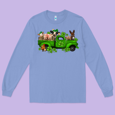 St Patricks Farm Animals Truck Long Sleeve Tee Designed By Jasminsmagicworld