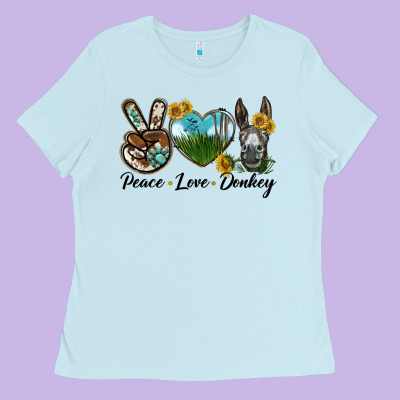 Peace Love Donkey Head Ladies Tee Designed By Lillyallendesigns
