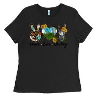 Black Peace Love Donkey Head Ladies Tee - LillyAllenDesigns