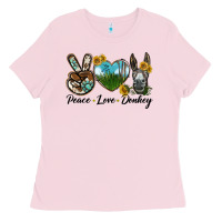 Bubblegum Pink Peace Love Donkey Head Ladies Tee - LillyAllenDesigns