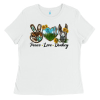 White Peace Love Donkey Head Ladies Tee - LillyAllenDesigns
