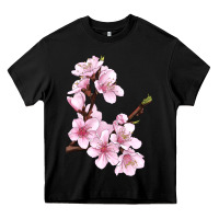 Black Peach Blossom Heavy Core Tee - LillyAllenDesigns