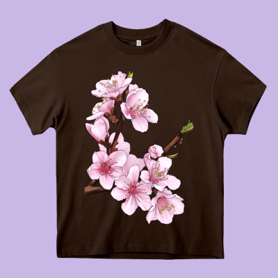 Peach Blossom Heavy Core Tee Designed By Lillyallendesigns
