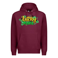 Burgundy lucky mama st patricks Premium Hoodie - HowdyJamesFarm