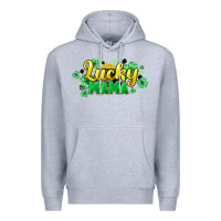 Heather Grey lucky mama st patricks Premium Hoodie - HowdyJamesFarm