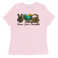 Bubblegum Pink Peace Love Crocodile Ladies Tee - LillyAllenDesigns