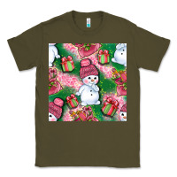 Army Green cute snowman and gift box with leopard seamless pattern bbs Classic Tee - BundleAndBundleShop