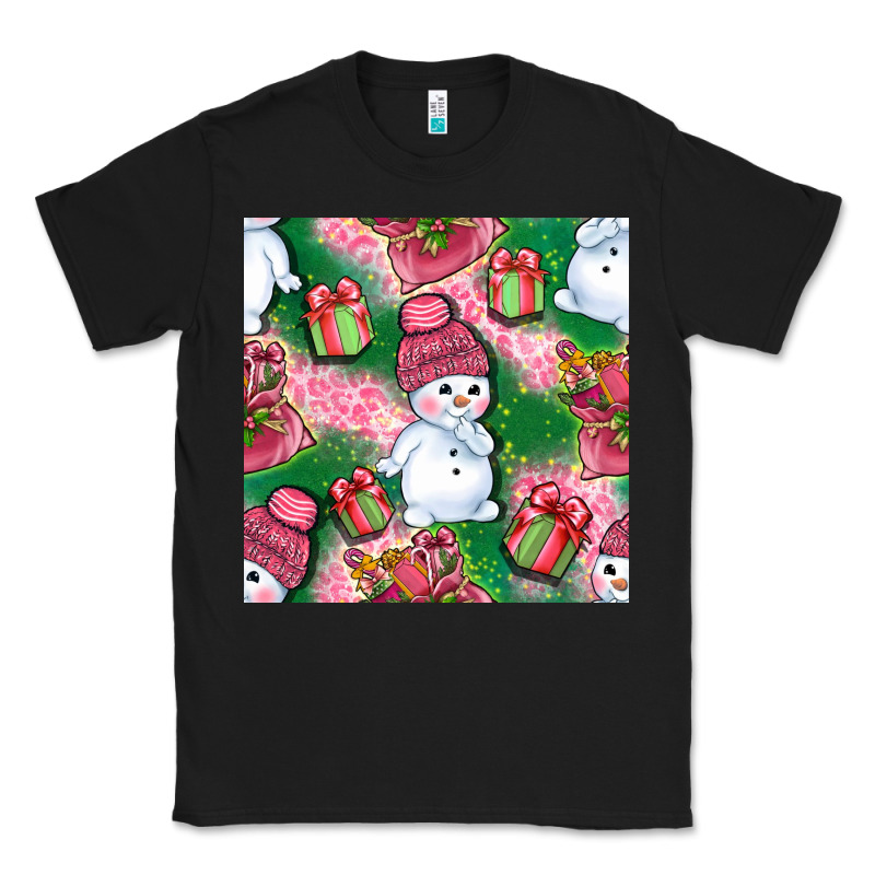Cute Snowman And Gift Box With Leopard Seamless Pattern Bbs Classic Tee by BundleAndBundleShop | Teevron