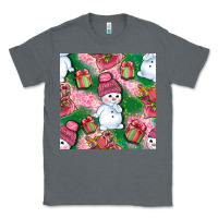 Charcoal Heather cute snowman and gift box with leopard seamless pattern bbs Classic Tee - BundleAndBundleShop