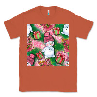 Copper cute snowman and gift box with leopard seamless pattern bbs Classic Tee - BundleAndBundleShop