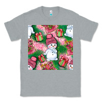 Heather Grey cute snowman and gift box with leopard seamless pattern bbs Classic Tee - BundleAndBundleShop