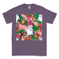 Lavender cute snowman and gift box with leopard seamless pattern bbs Classic Tee - BundleAndBundleShop
