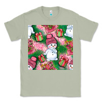 Matcha cute snowman and gift box with leopard seamless pattern bbs Classic Tee - BundleAndBundleShop