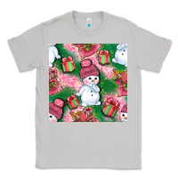 Moon Dust cute snowman and gift box with leopard seamless pattern bbs Classic Tee - BundleAndBundleShop