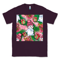 Plum cute snowman and gift box with leopard seamless pattern bbs Classic Tee - BundleAndBundleShop