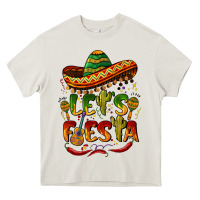 Cream let's fiesta mexican hat Heavy Core Tee - BarkalooDesign