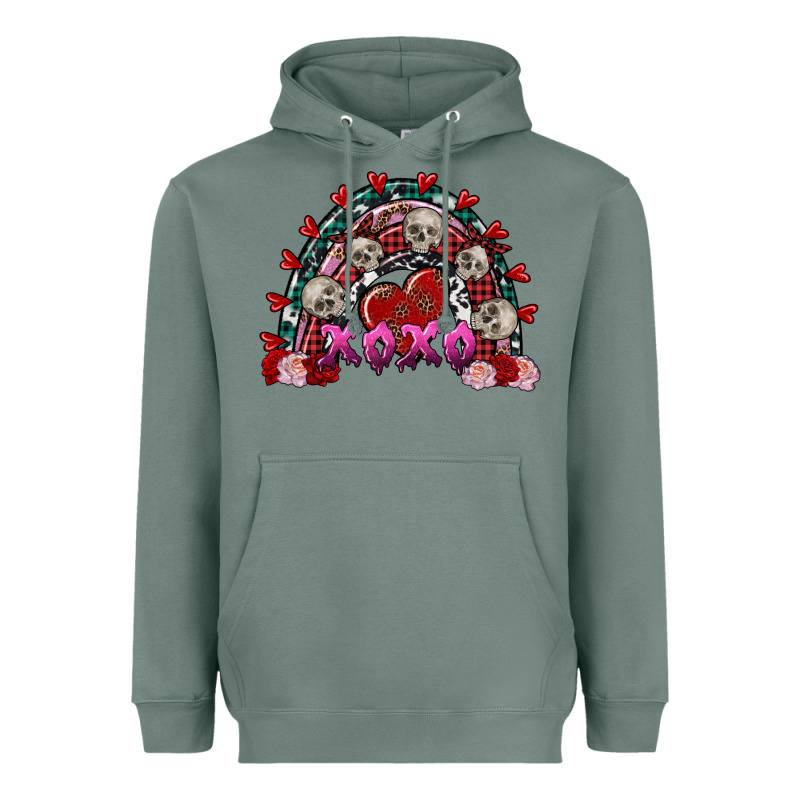Skull Xoxo Rainbow Valentine's Day Heavyweight Hoodie by FaDigitalArtStudio | Teevron