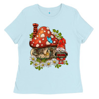Baby Blue welcome gnome ladybug Ladies Tee - BarkalooDesign