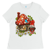 White welcome gnome ladybug Ladies Tee - BarkalooDesign