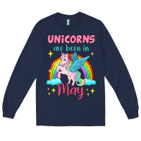 Navy unicorns are born in may Long Sleeve Tee - Jasminsmagicworld
