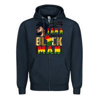 Navy i am a black man Zipper Hoodie - CowGirlArtShop