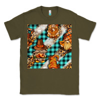 Army Green thanksgiving gnomies with leopard and tartan seamless pattern bbs Classic Tee - BundleAndBundleShop