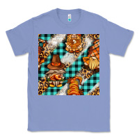 Colony Blue thanksgiving gnomies with leopard and tartan seamless pattern bbs Classic Tee - BundleAndBundleShop