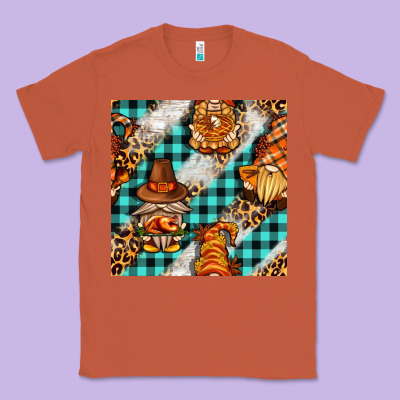 Thanksgiving Gnomies With Leopard And Tartan Seamless Pattern Bbs Classic Tee Designed By Bundleandbundleshop