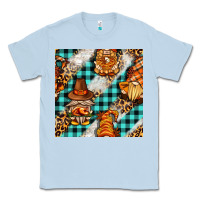 Dusty Blue thanksgiving gnomies with leopard and tartan seamless pattern bbs Classic Tee - BundleAndBundleShop