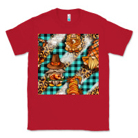 Red thanksgiving gnomies with leopard and tartan seamless pattern bbs Classic Tee - BundleAndBundleShop